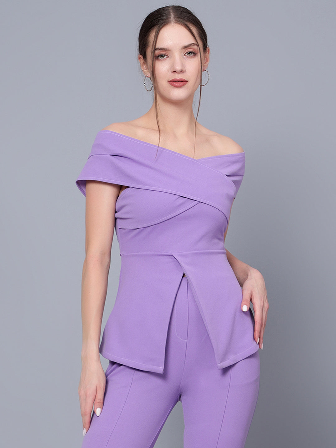 Golden Kite Black Women Solid Stylish Off Shoulder Co-Ords