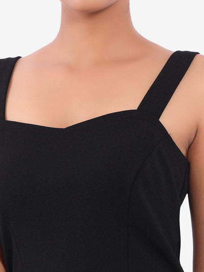 Golden Kite Women's Stretchable Polyester Sweatheart Neck Strappy Maxi Dress