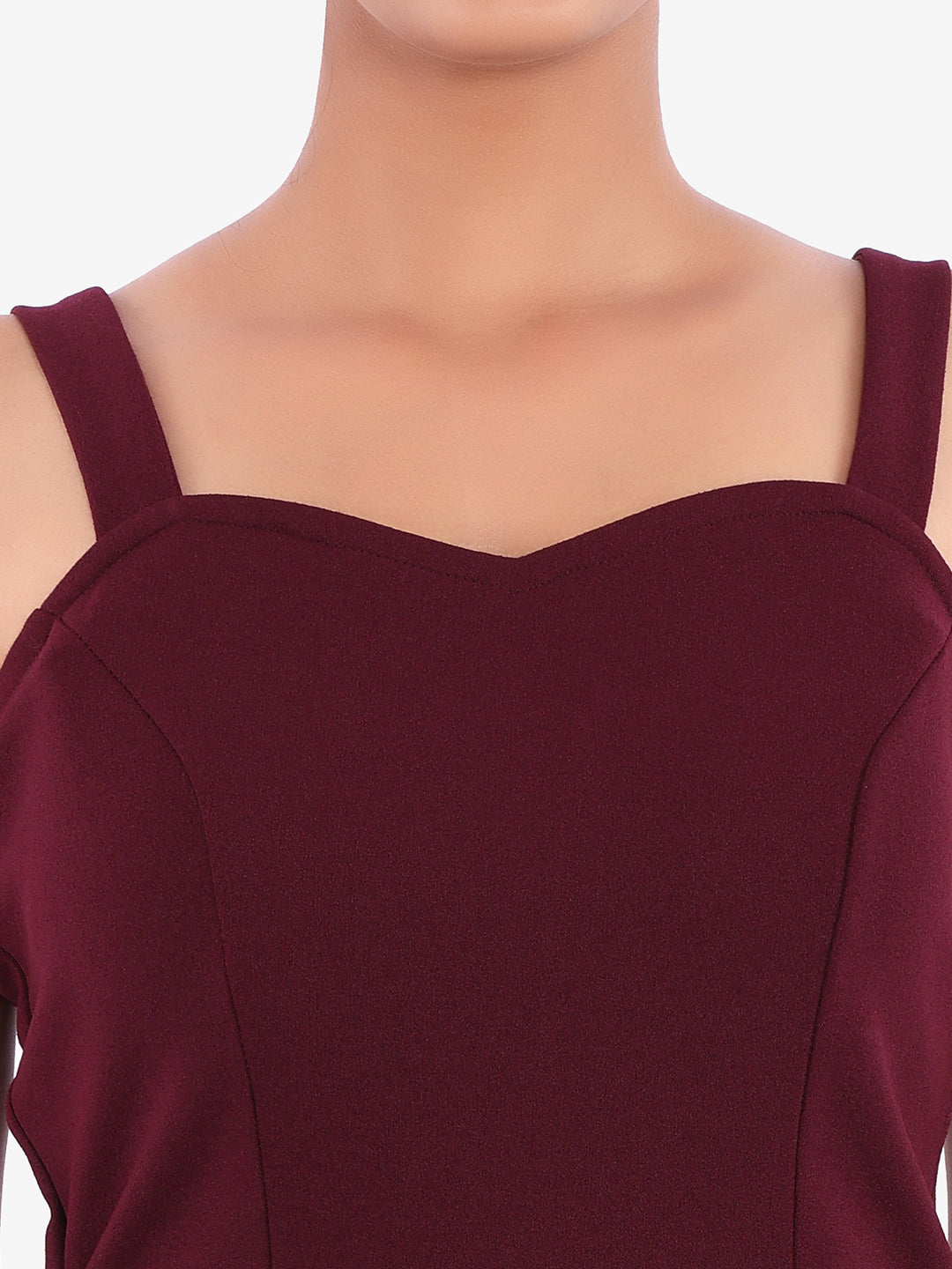 Golden Kite Women's Stretchable Polyester Sweatheart Neck Strappy Maxi Dress