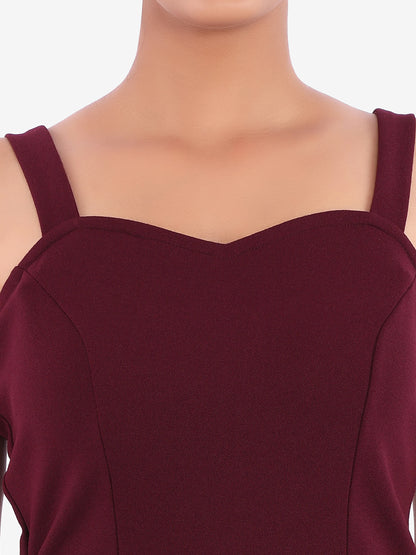 Golden Kite Women's Stretchable Polyester Sweatheart Neck Strappy Maxi Dress