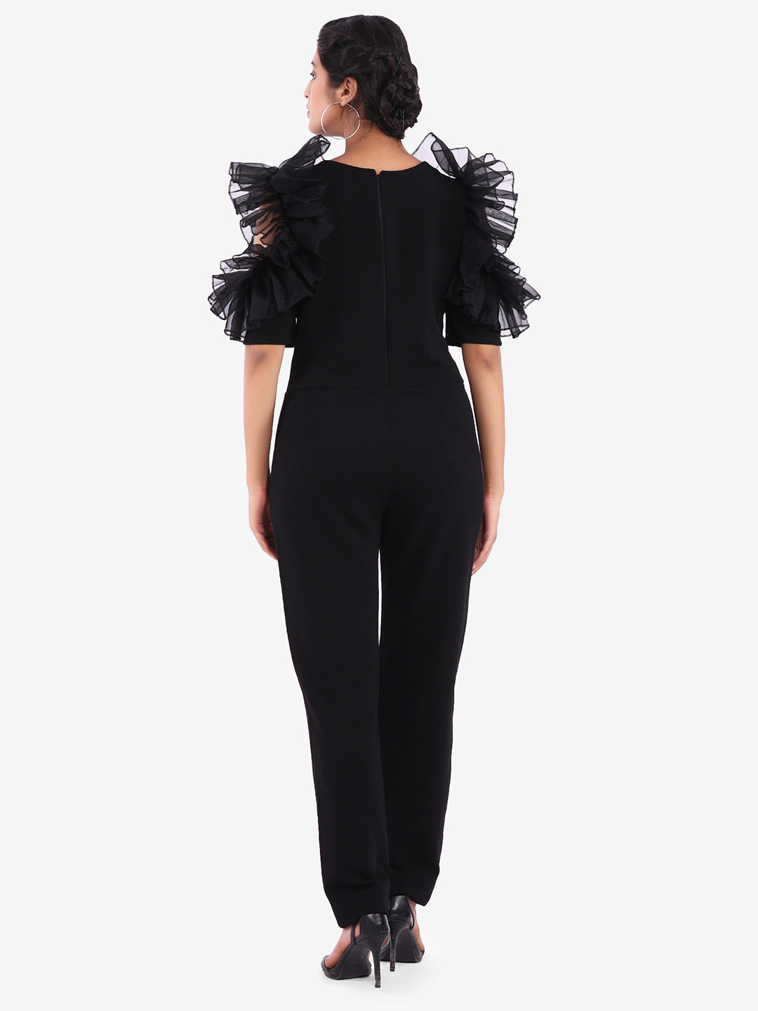 Golden Kite V-Neck Frill Sleeve Party Wear Jumpsuit