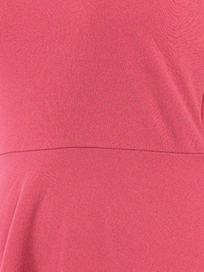 Golden Kite Women's Stretchable Polyester Collared Neck High Low Maxi Dress