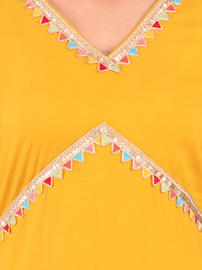 Golden kite Women's Rayon Solid Key Hole Neck Full Length Kurti Palazao and Dupatta Set With Embellished Lace Detail