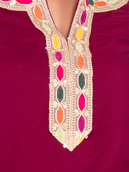 Golden kite Women's Rayon Solid Key Hole Neck Full Length Kurti Palazao and Dupatta Set With Embellished Lace Detail