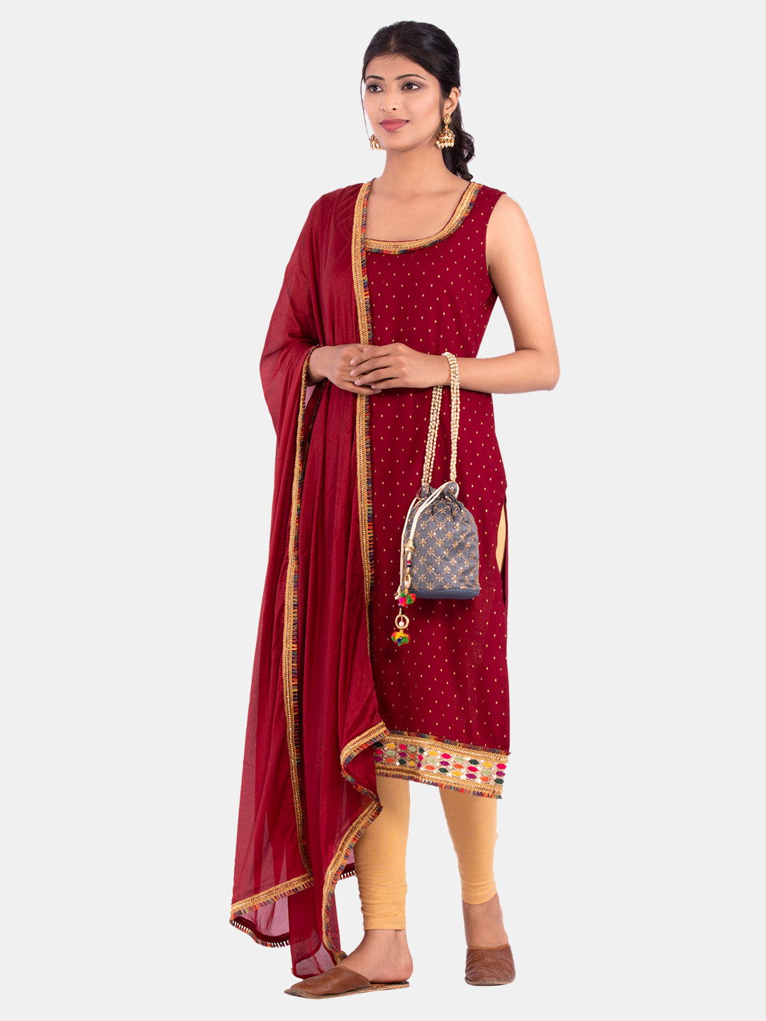 Golden kite Women's Rayon Solid Key Hole Neck Full Length Kurti Palazao and Dupatta Set With Embellished Lace Detail