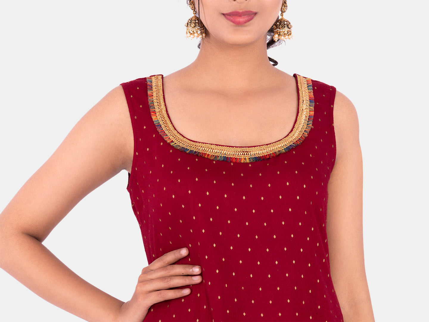 Golden kite Women's Rayon Solid Key Hole Neck Full Length Kurti Palazao and Dupatta Set With Embellished Lace Detail