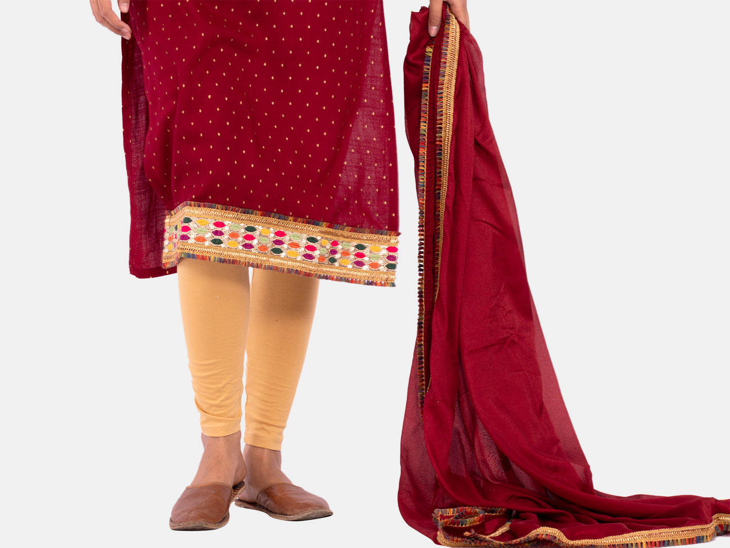 Golden kite Women's Rayon Solid Key Hole Neck Full Length Kurti Palazao and Dupatta Set With Embellished Lace Detail