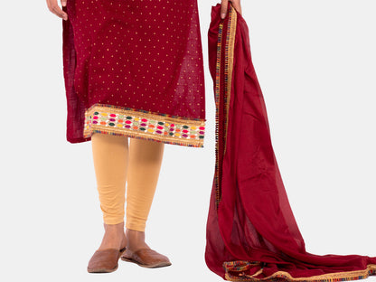 Golden kite Women's Rayon Solid Key Hole Neck Full Length Kurti Palazao and Dupatta Set With Embellished Lace Detail