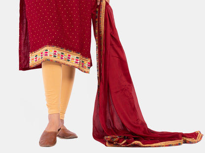 Golden kite Women's Rayon Solid Key Hole Neck Full Length Kurti Palazao and Dupatta Set With Embellished Lace Detail