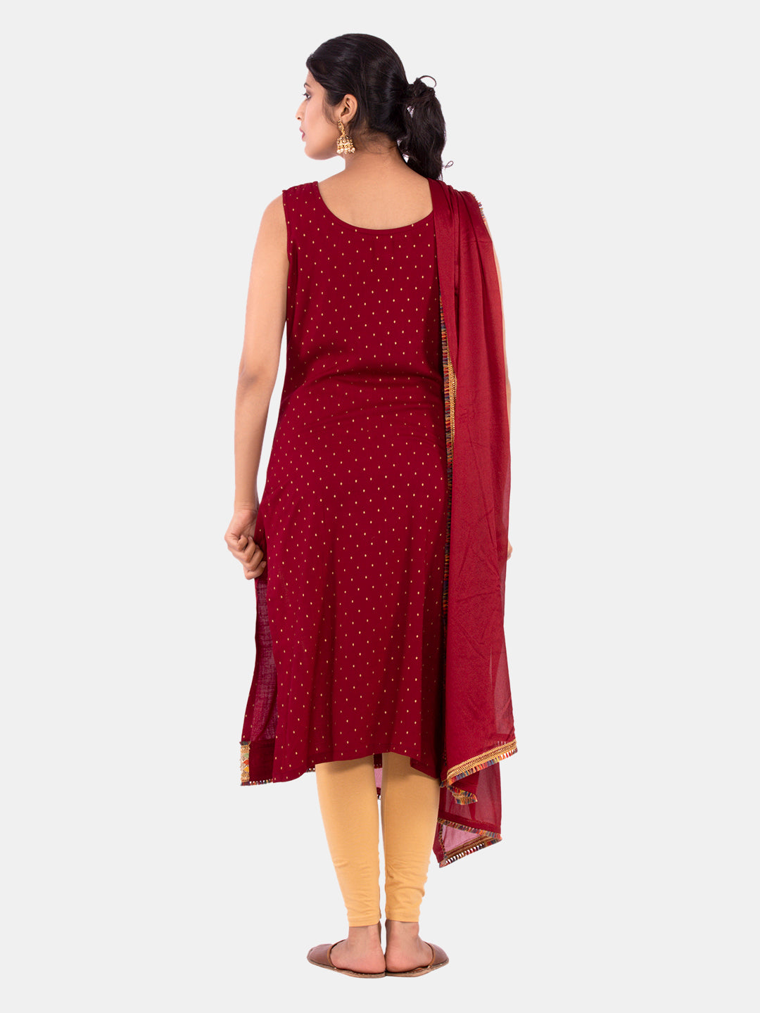 Golden kite Women's Rayon Solid Key Hole Neck Full Length Kurti Palazao and Dupatta Set With Embellished Lace Detail