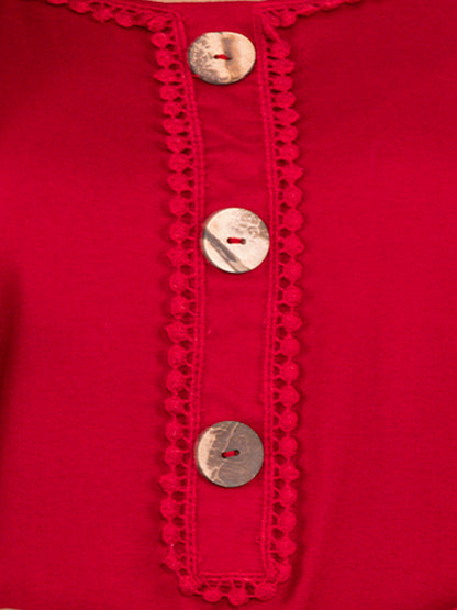 Golden kite Women's Rayon Solid Key Hole Neck Full Length Kurti Palazao and Dupatta Set With Embellished Lace Detail