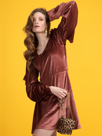 Golden Kite Black Solid A-line Midi Dress ,Cowl sleeve Detail