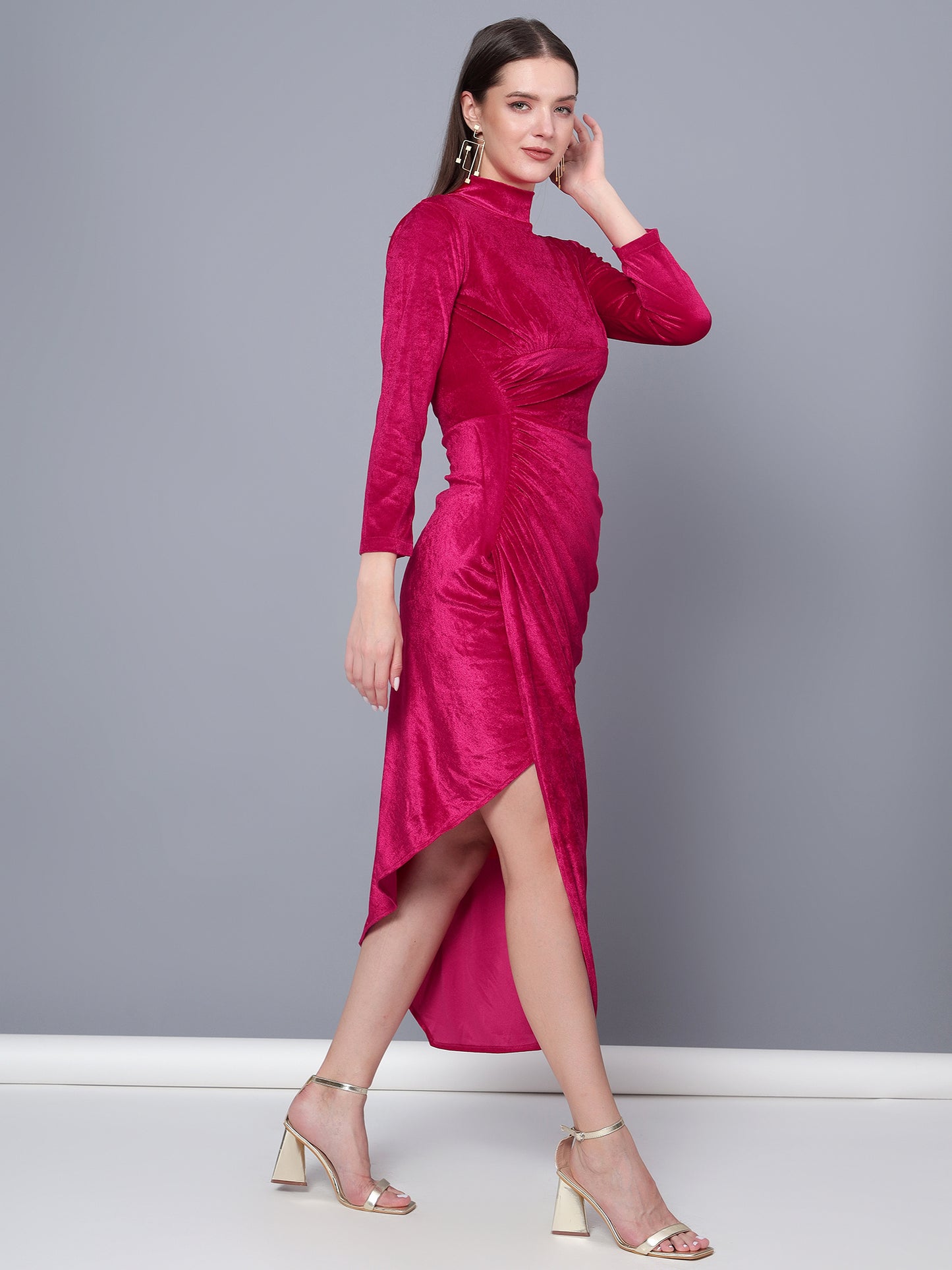 Golden Kite Black Solid Wrap Maxi Dress