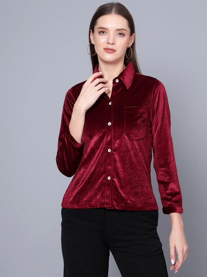 Golden Kite Fuchsia Women Solid Shirt Top ,Button Detail