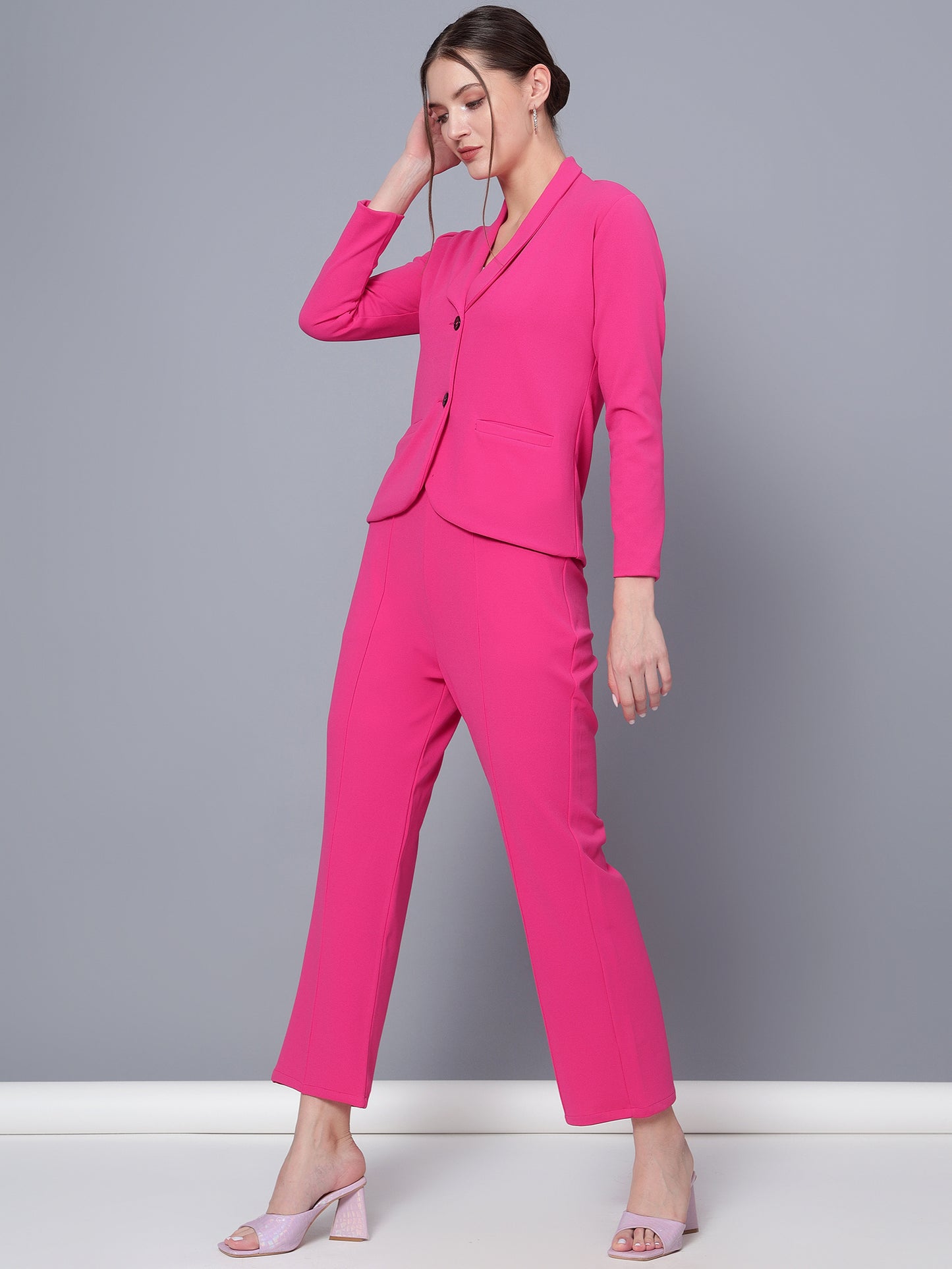 Golden Kite Black Women Solid Regular Fit Single Breasted 2-Piece Suit