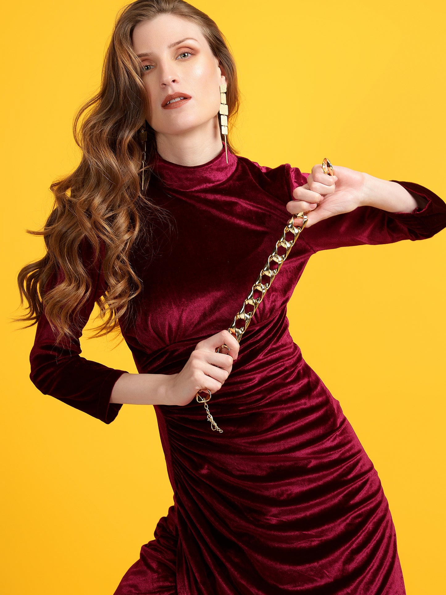 Golden Kite Black Solid Wrap Maxi Dress