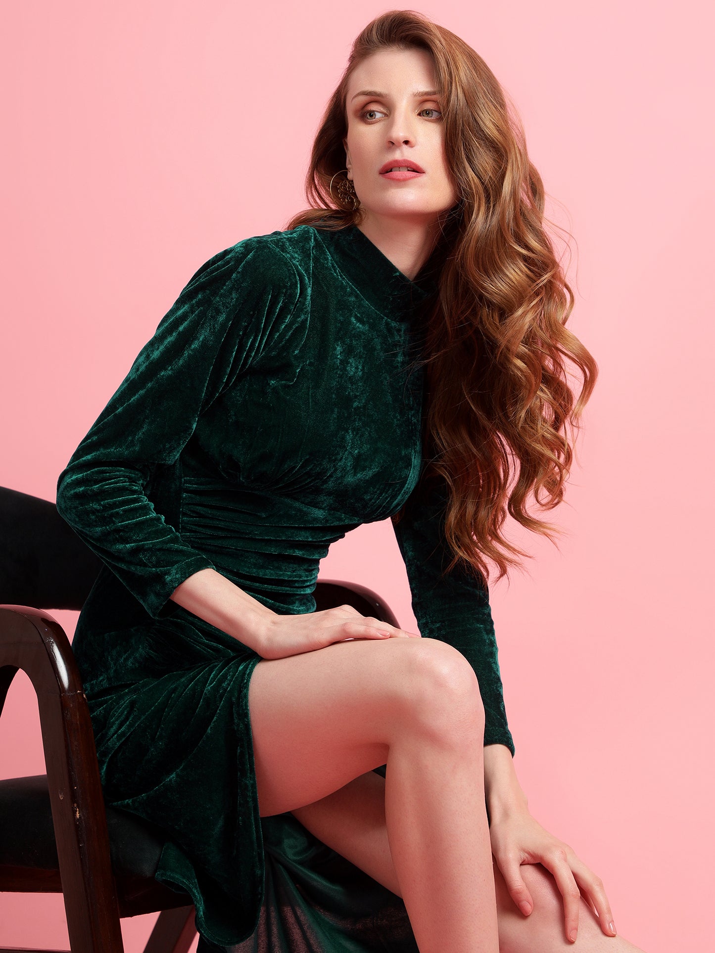 Golden Kite Black Solid Wrap Maxi Dress