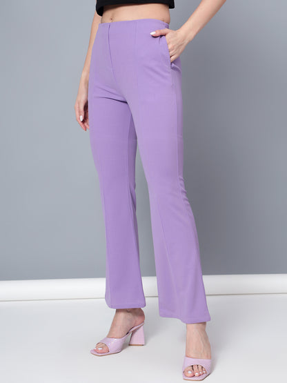 Golden Kite Women Solid High-rise regular-fit trousers, semi a-line bottom , slip on closure , and two Side pockets , Casual Pant