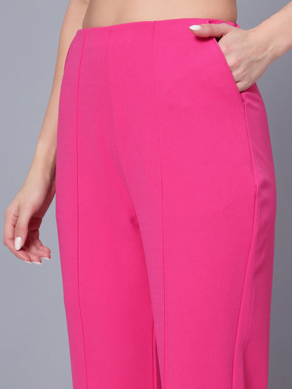 Golden Kite Black Solid High-Rise Trousers a slip on closure, and two pockets Casual Trouser