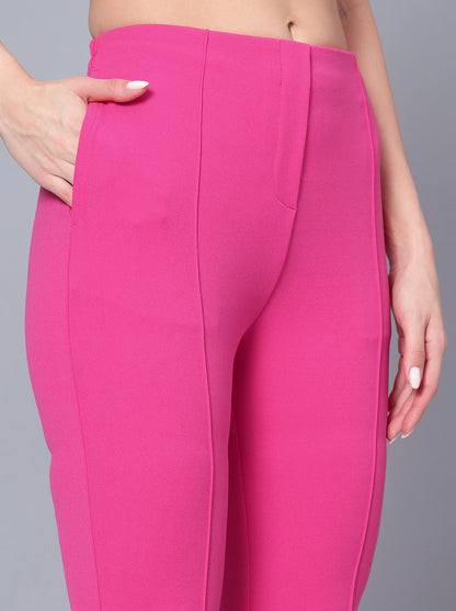 Golden Kite Women Solid High-rise regular-fit trousers, semi a-line bottom , slip on closure , and two Side pockets , Casual Pant