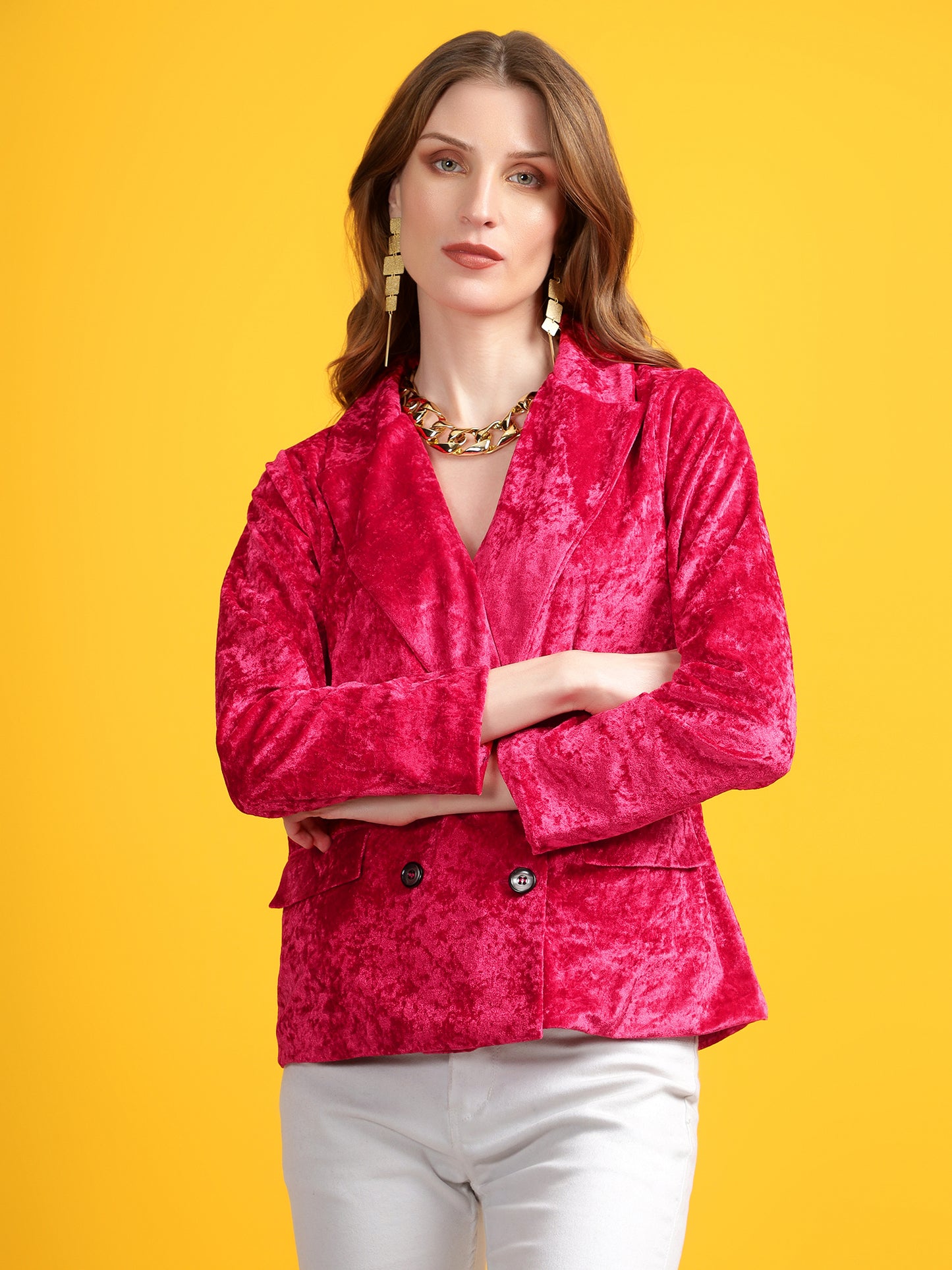 Golden Kite Black Solid Women Double-Breasted Blazer