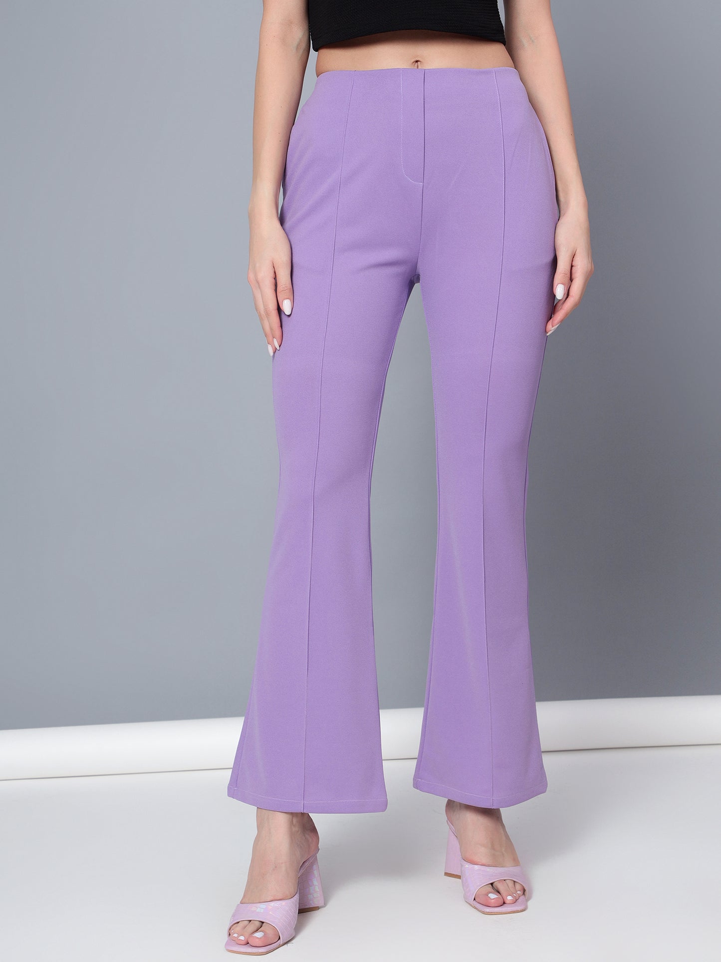 Golden Kite Women Solid High-rise regular-fit trousers, semi a-line bottom , slip on closure , and two Side pockets , Casual Pant