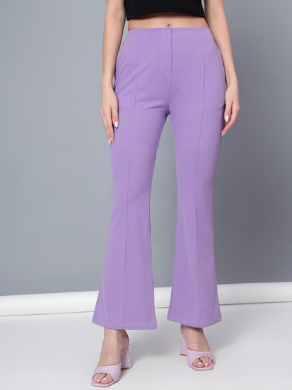 Golden Kite Women Solid High-rise regular-fit trousers, semi a-line bottom , slip on closure , and two Side pockets , Casual Pant