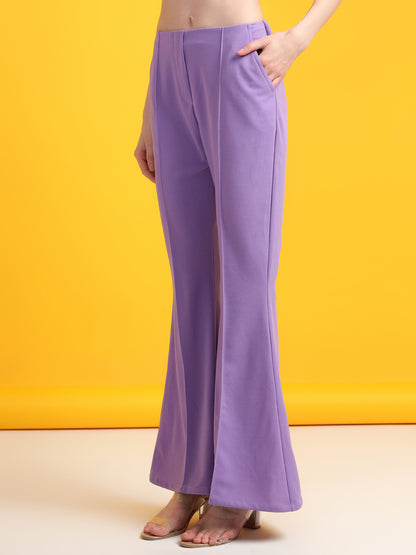 Golden Kite Black Solid High-rise regular-fit trousers, Flared bottom , slip on closure , and two Side pockets Women Pant