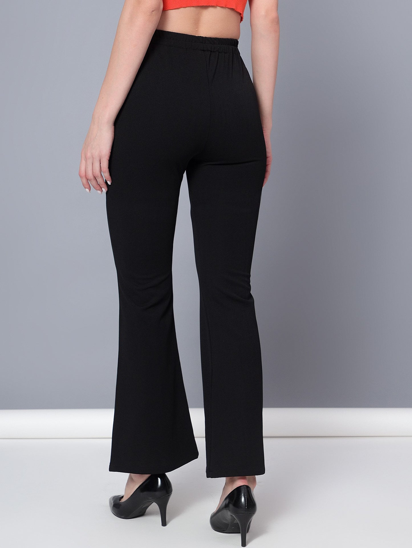 Golden Kite Women Solid High-rise regular-fit trousers, semi a-line bottom , slip on closure , and two Side pockets , Casual Pant