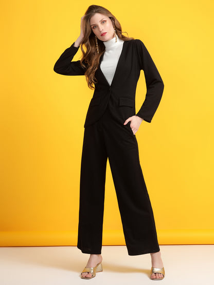Golden Kite Women Black Solid Single-Breasted 2-Piece Suit