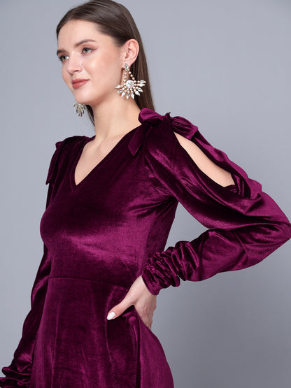 Golden Kite Black Solid A-line Midi Dress ,Cowl sleeve Detail