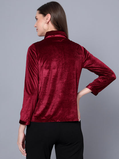 Golden Kite Fuchsia Women Solid Shirt Top ,Button Detail