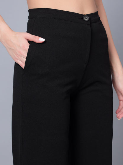 Golden Kite Solid High-Rise Trouser, has a elasticated waistband with button closure with zip fly & 2 pockets Casual Pant