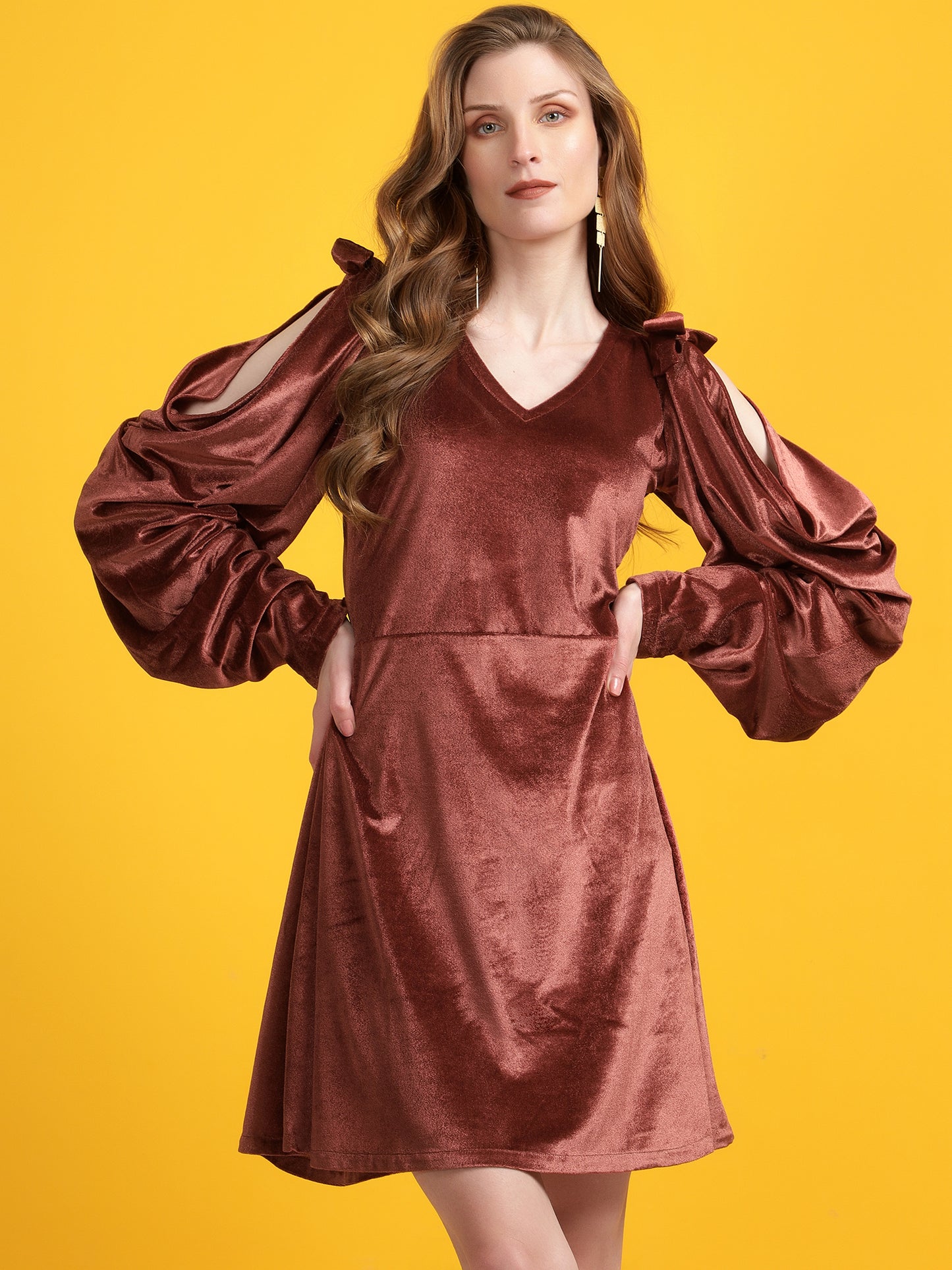 Golden Kite Black Solid A-line Midi Dress ,Cowl sleeve Detail