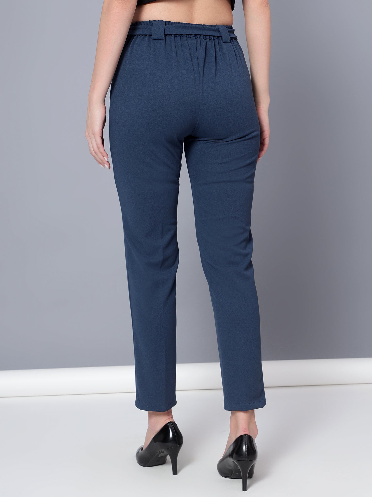 Golden Kite Women Purple Trouser is a stylish piece.Two Side Pockets ,Trouser Loops Belt Detail Women Casual pant