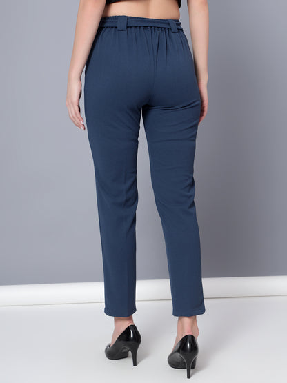 Golden Kite Women Purple Trouser is a stylish piece.Two Side Pockets ,Trouser Loops Belt Detail Women Casual pant