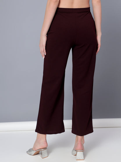 Golden Kite Solid High-Rise Trouser, has a elasticated waistband with button closure with zip fly & 2 pockets Casual Pant