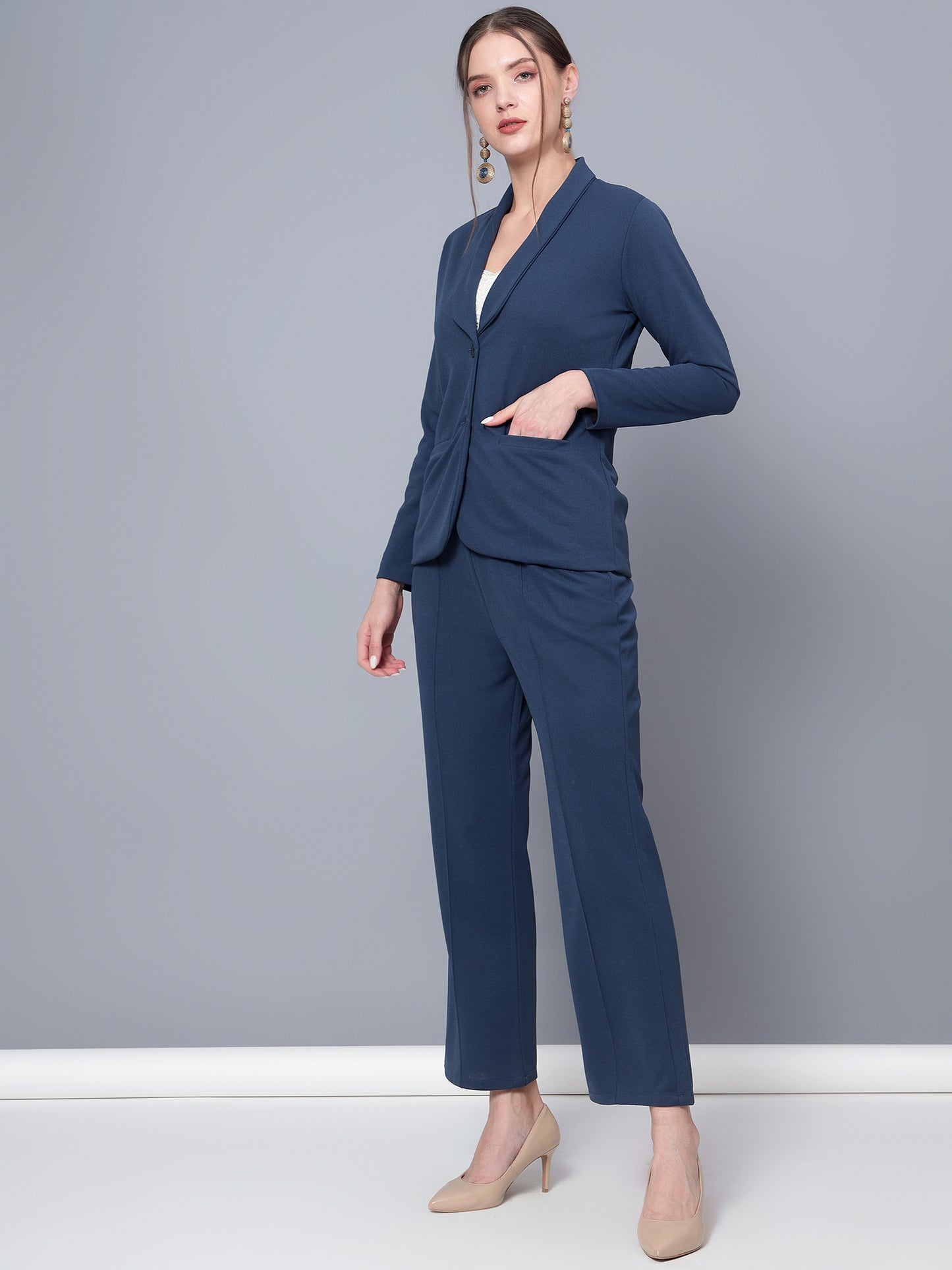 Golden Kite Black Women Solid Regular Fit Single Breasted 2-Piece Suit