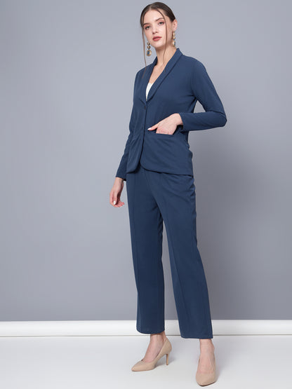 Golden Kite Black Women Solid Regular Fit Single Breasted 2-Piece Suit