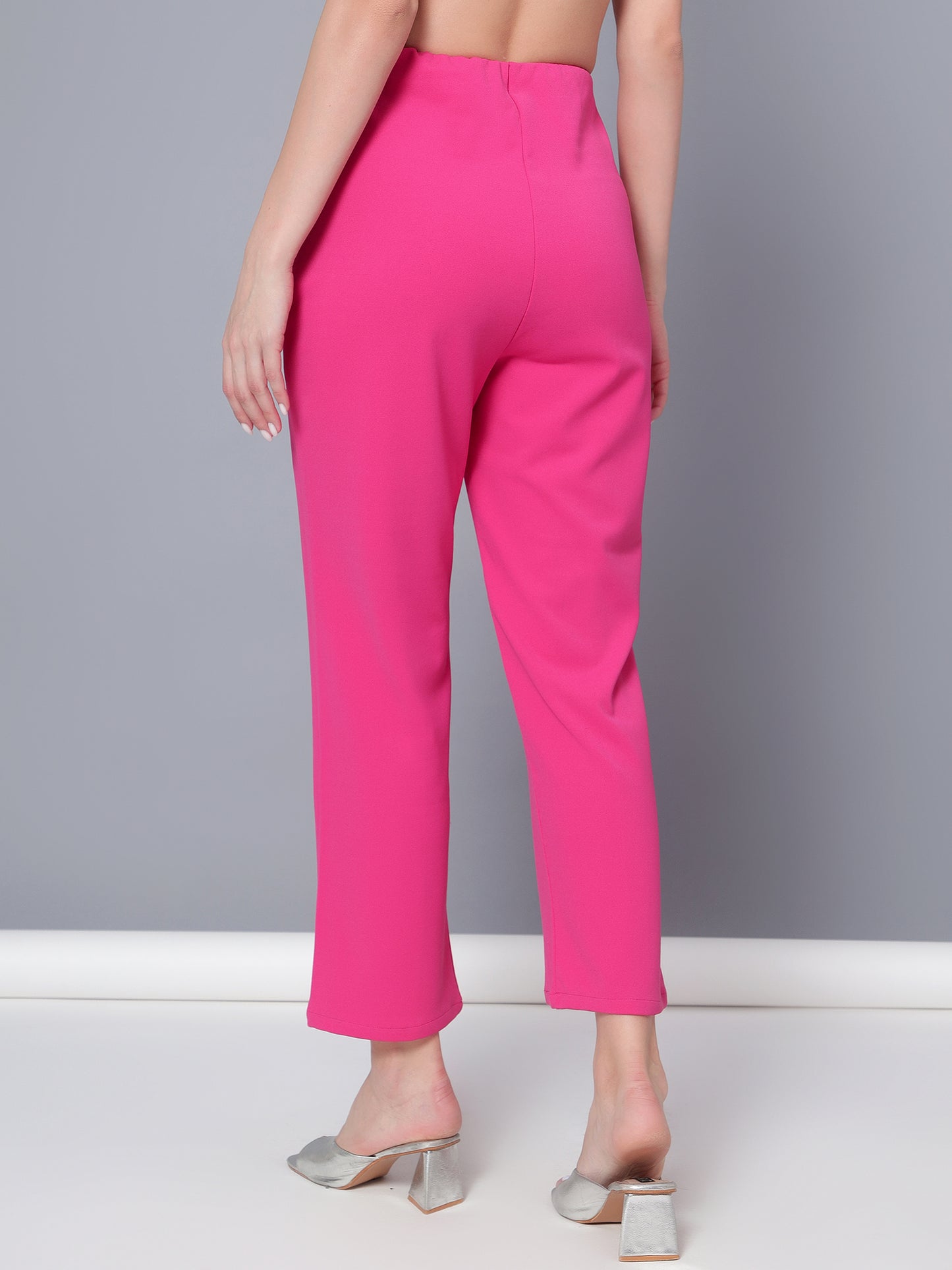 Golden Kite Black Solid High-Rise Trousers a slip on closure, and two pockets Casual Trouser