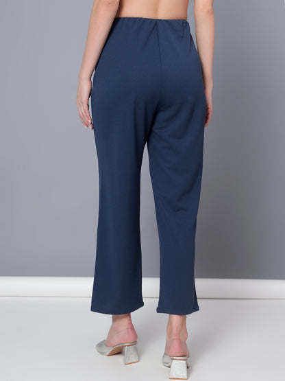 Golden Kite Black Solid High-Rise Trousers a slip on closure, and two pockets Casual Trouser
