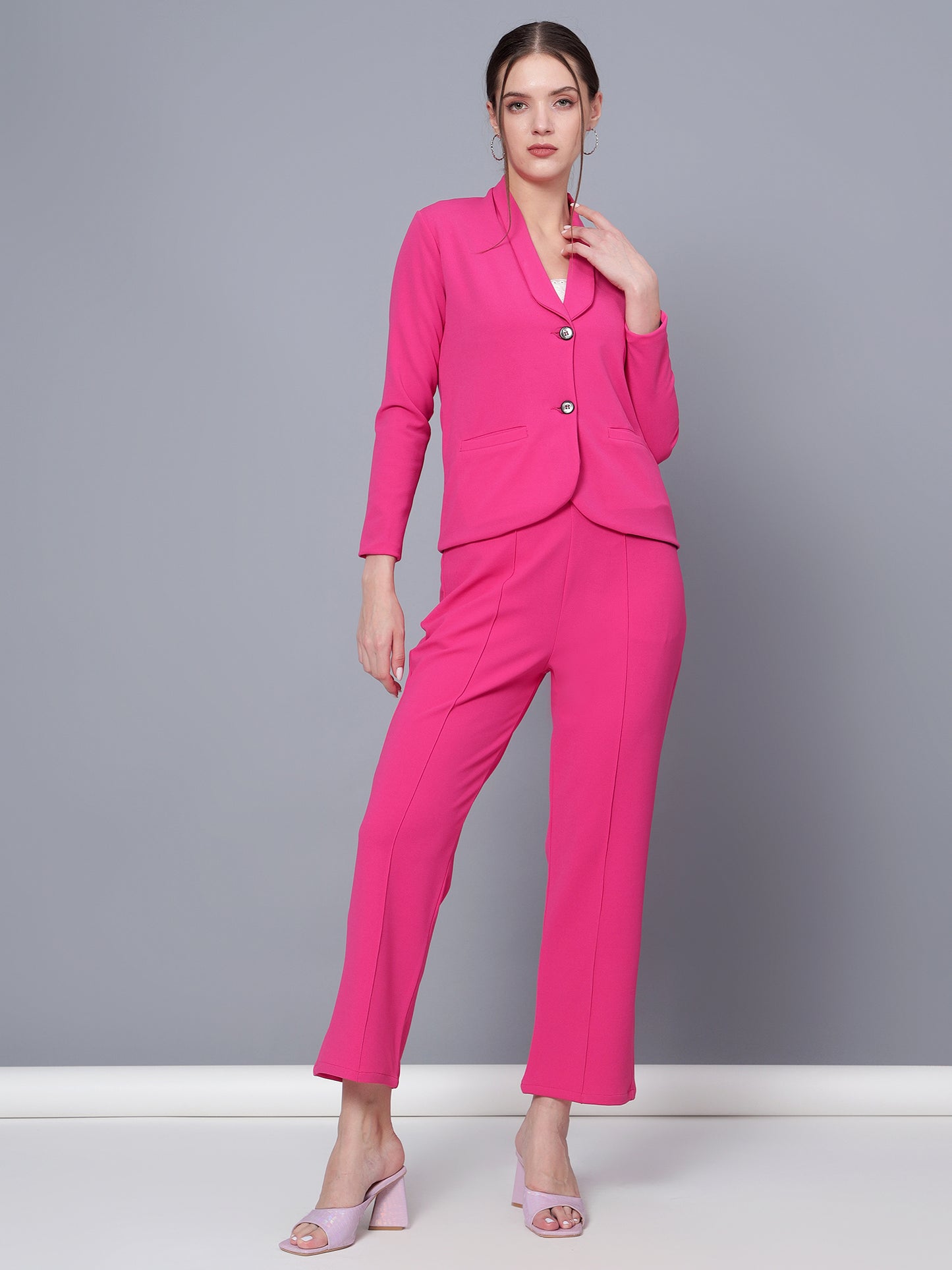 Golden Kite Black Women Solid Regular Fit Single Breasted 2-Piece Suit