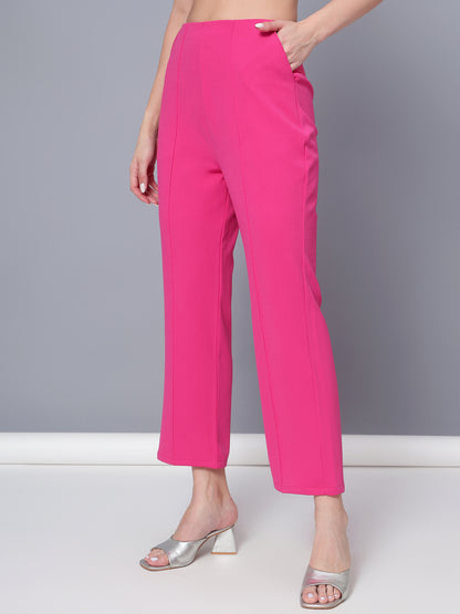 Golden Kite Black Solid High-Rise Trousers a slip on closure, and two pockets Casual Trouser