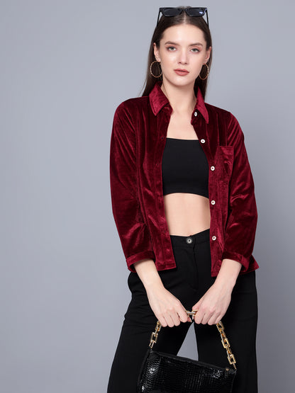 Golden Kite Fuchsia Women Solid Shirt Top ,Button Detail