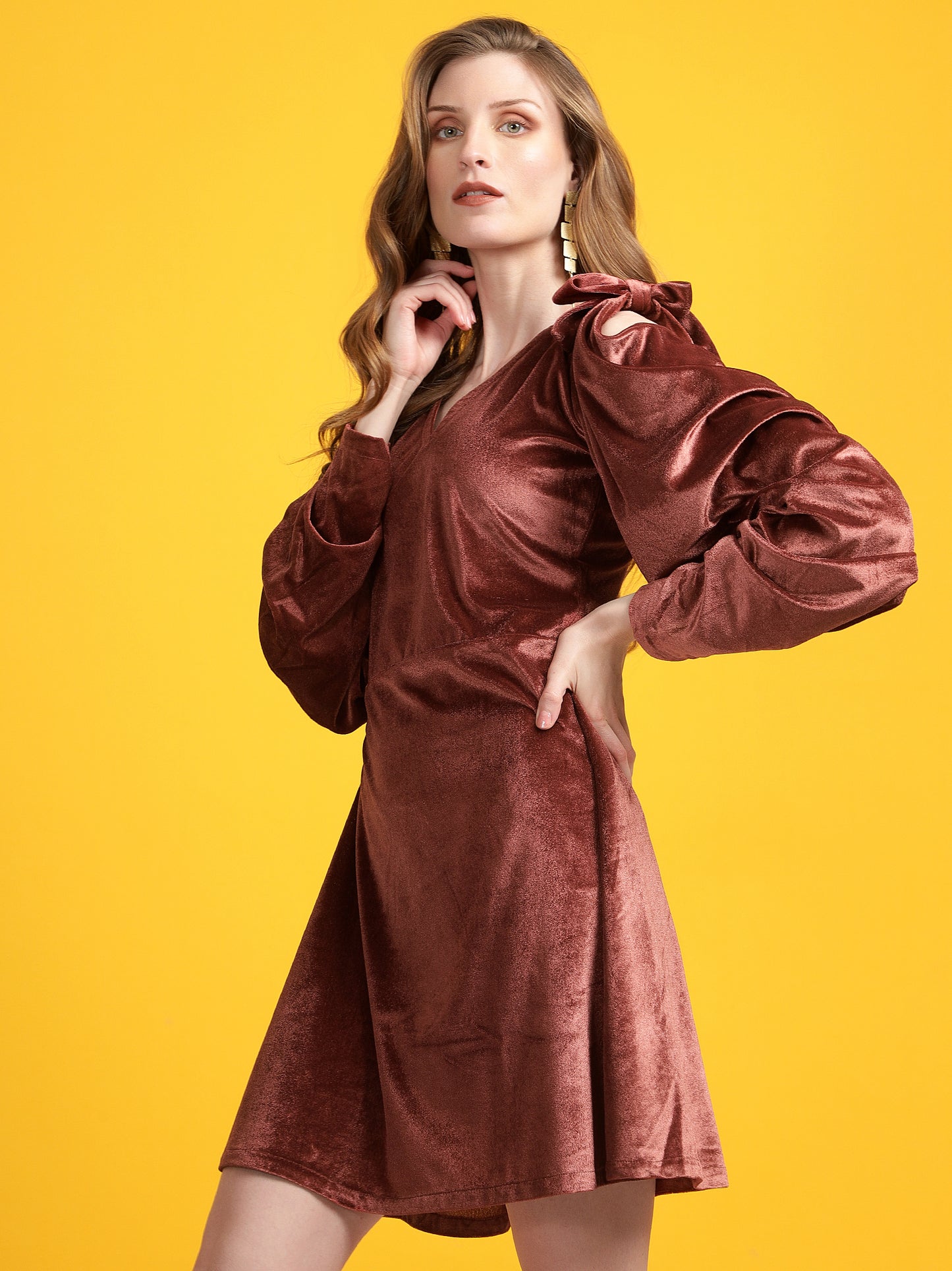 Golden Kite Black Solid A-line Midi Dress ,Cowl sleeve Detail