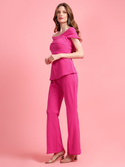 Golden Kite Black Women Solid Stylish Off Shoulder Co-Ords