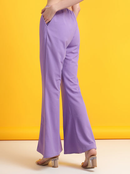 Golden Kite Black Solid High-rise regular-fit trousers, Flared bottom , slip on closure , and two Side pockets Women Pant