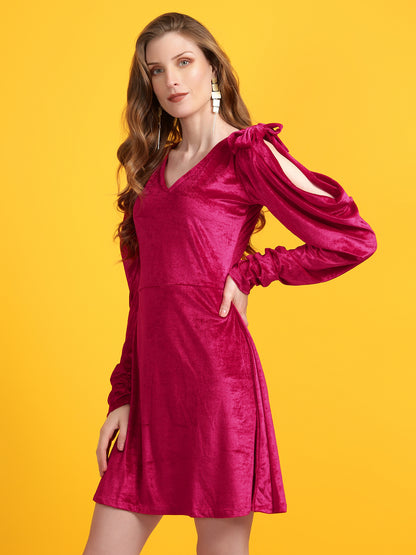 Golden Kite Black Solid A-line Midi Dress ,Cowl sleeve Detail