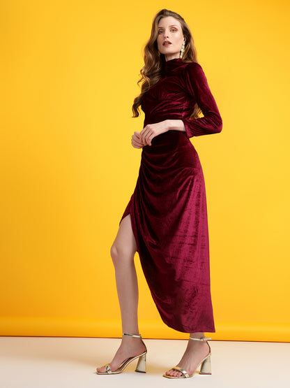 Golden Kite Black Solid Wrap Maxi Dress