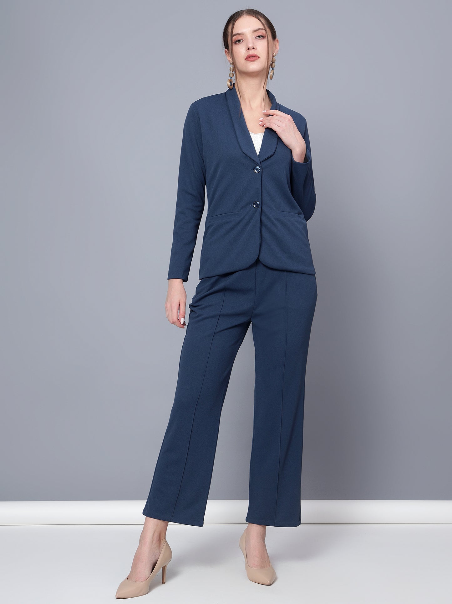 Golden Kite Black Women Solid Regular Fit Single Breasted 2-Piece Suit